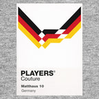 Germany 1990 Classic Football Shirt Colours Frame Men's T-Shirt – grey close-up detail shot of the Germany 1990 Players