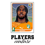 Gervinho World Cup Sticker Men's T-Shirt – white close-up detail shot of the Gervinho Players Couture logo design