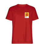 Gheorghe Hagi 10 Football t-shirt – red men's t-shirt featuring the Gheorghe Hagi 10 Football Players Couture logo