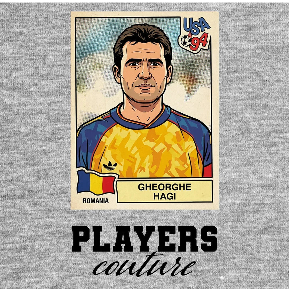 Gheorghe Hagi World Cup Sticker Men's Hoodie – gheorghe hagi grey Players Couture design