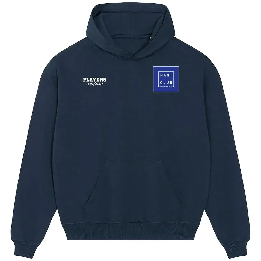 Gheorghe Hagi hoodie – navy men's hoodie featuring the Gheorghe Hagi Players Couture logo