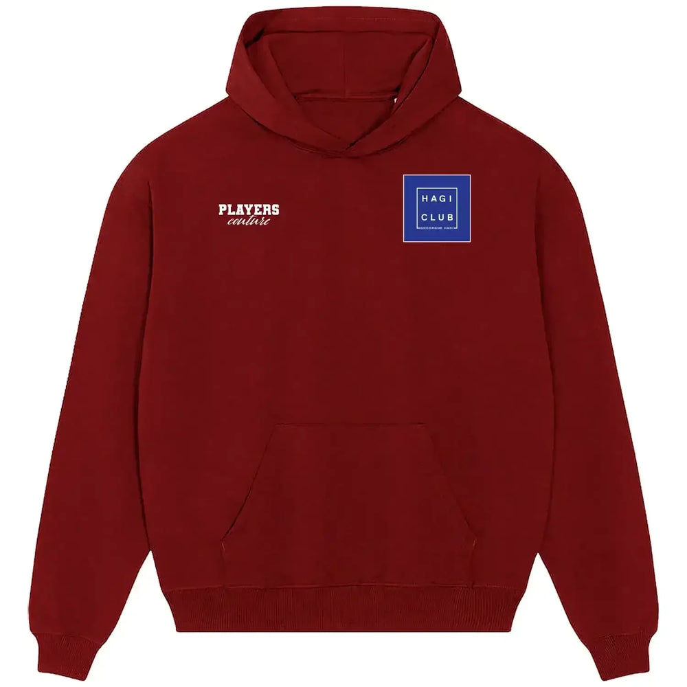 Gheorghe Hagi hoodie – red men's hoodie featuring the Gheorghe Hagi Players Couture logo