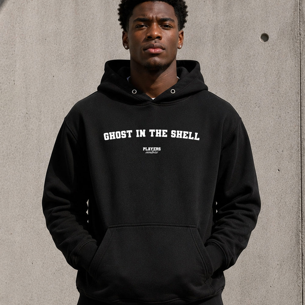 ghost-in-the-shell name-print hoodie - black