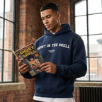 Ghost In The Shell hoodie – navy men's hoodie with white Ghost In The Shell letters and Players Couture logo on the chest