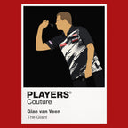 Gian van Veen Darts Icon Frame Kids Hoodie - Red artwork close-up