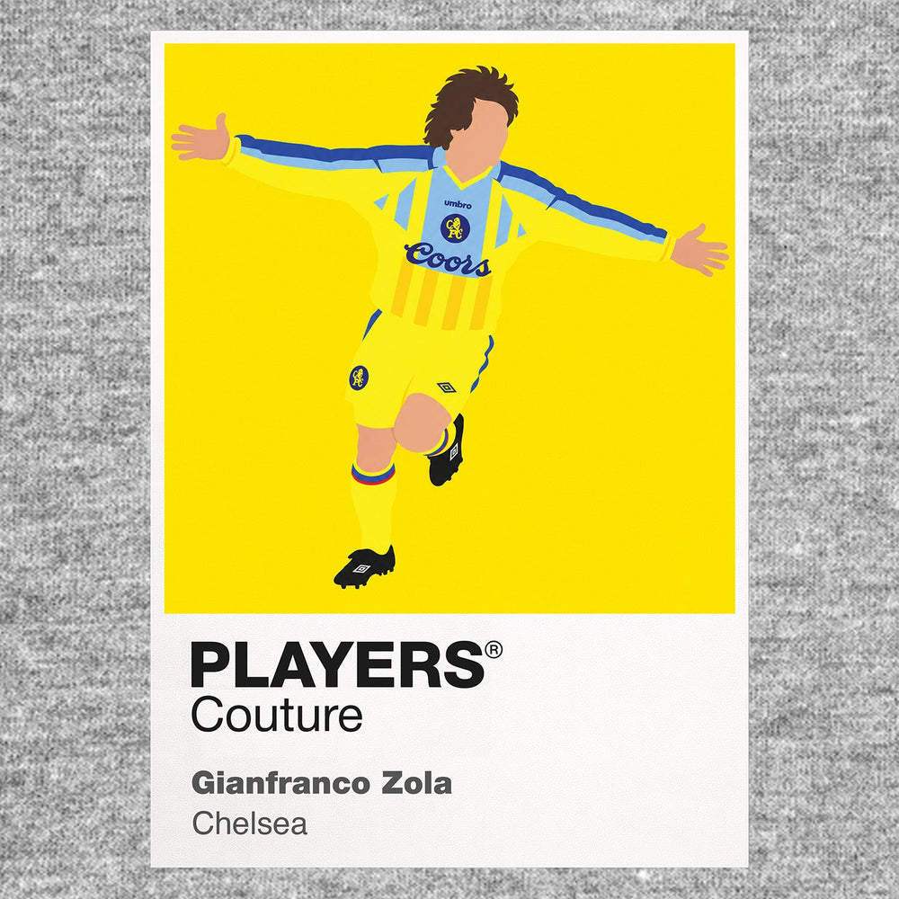 Gianfranco Zola Chelsea away Icon Frame artwork in grey
