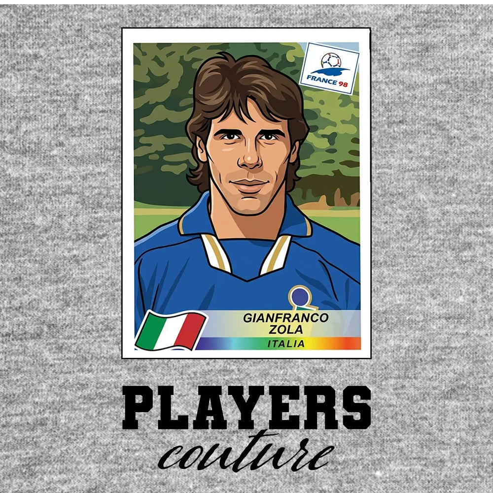 Gianfranco Zola World Cup Sticker Kids Hoodie – gianfranco zola grey Players Couture design