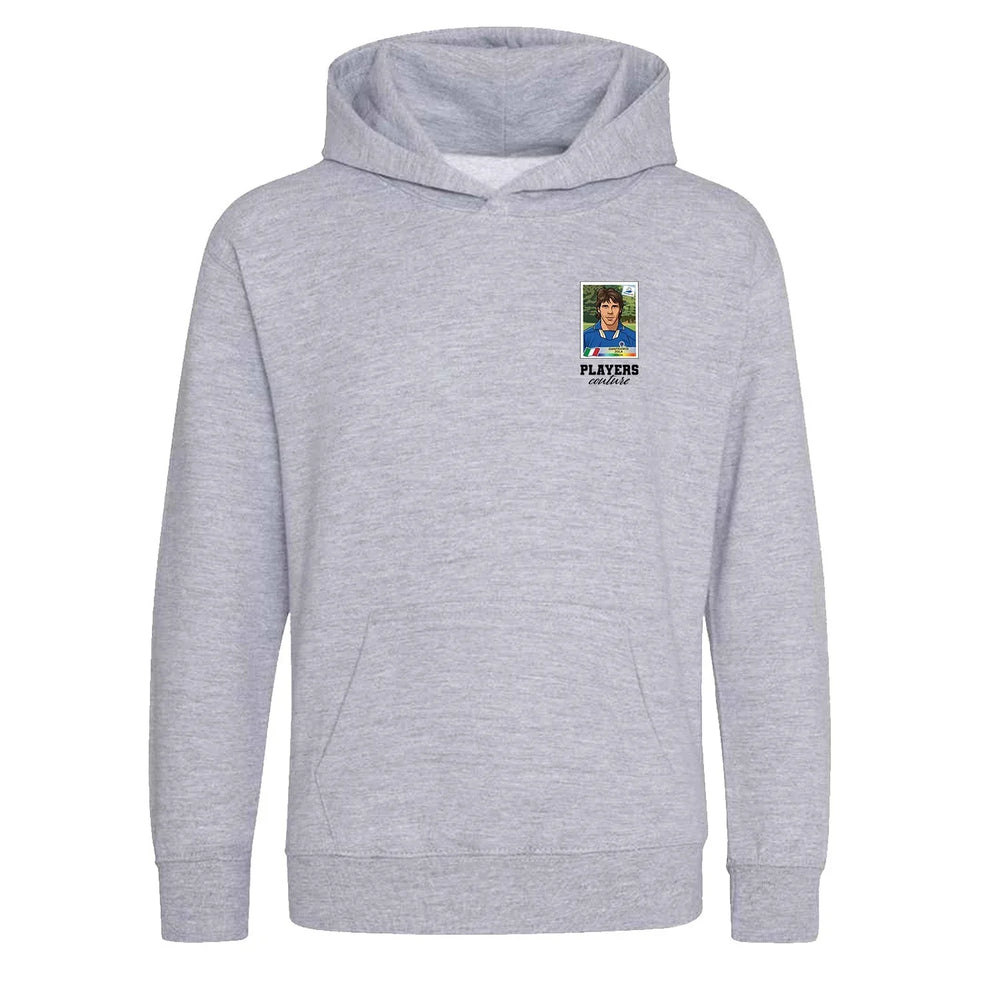 Gianfranco Zola World Cup Sticker Kids Hoodie – gianfranco zola sticker kids grey hoodie Players Couture design