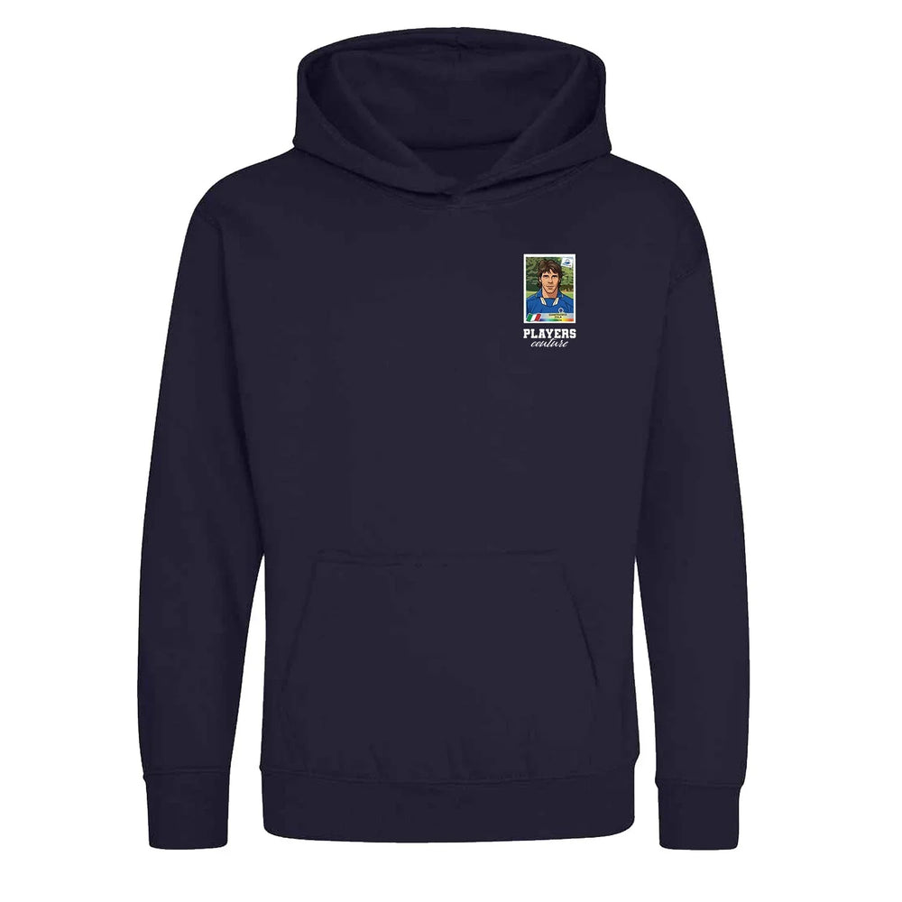 Gianfranco Zola World Cup Sticker Kids Hoodie – gianfranco zola sticker kids navy hoodie Players Couture design