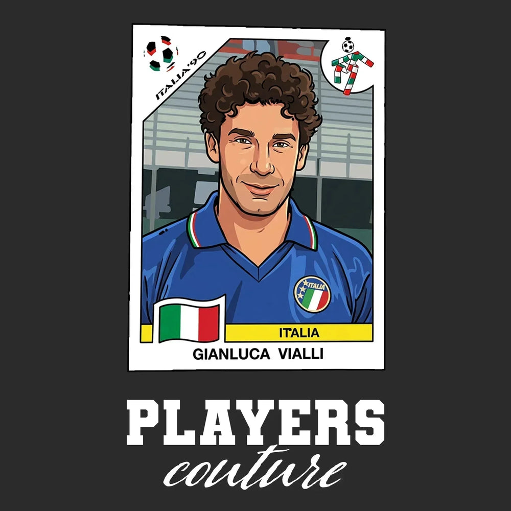 Gianluca Vialli World Cup Sticker Kids T-Shirt – gianluca vialli black Players Couture design