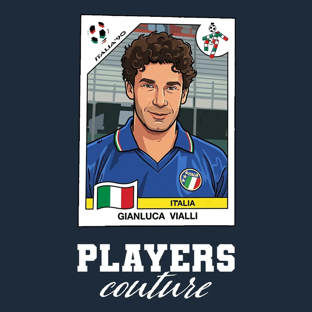 Gianluca Vialli World Cup Sticker Kids T-Shirt – gianluca vialli navy Players Couture design