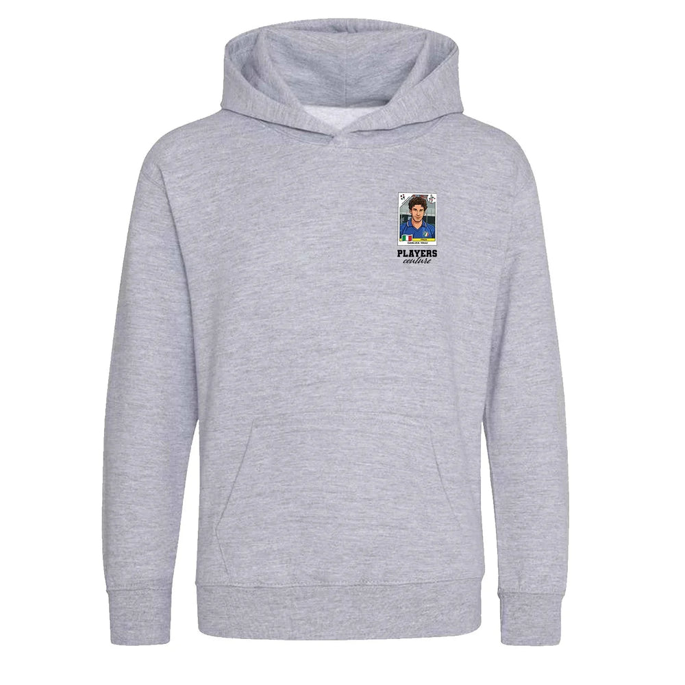 Gianluca Vialli World Cup Sticker Kids Hoodie – gianluca vialli sticker kids grey hoodie Players Couture design