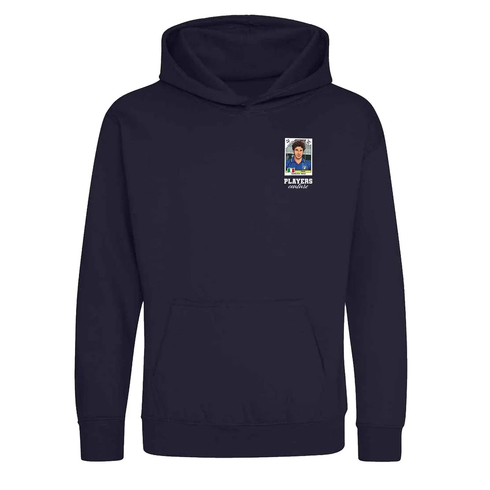 Gianluca Vialli World Cup Sticker Kids Hoodie – gianluca vialli sticker kids navy hoodie Players Couture design