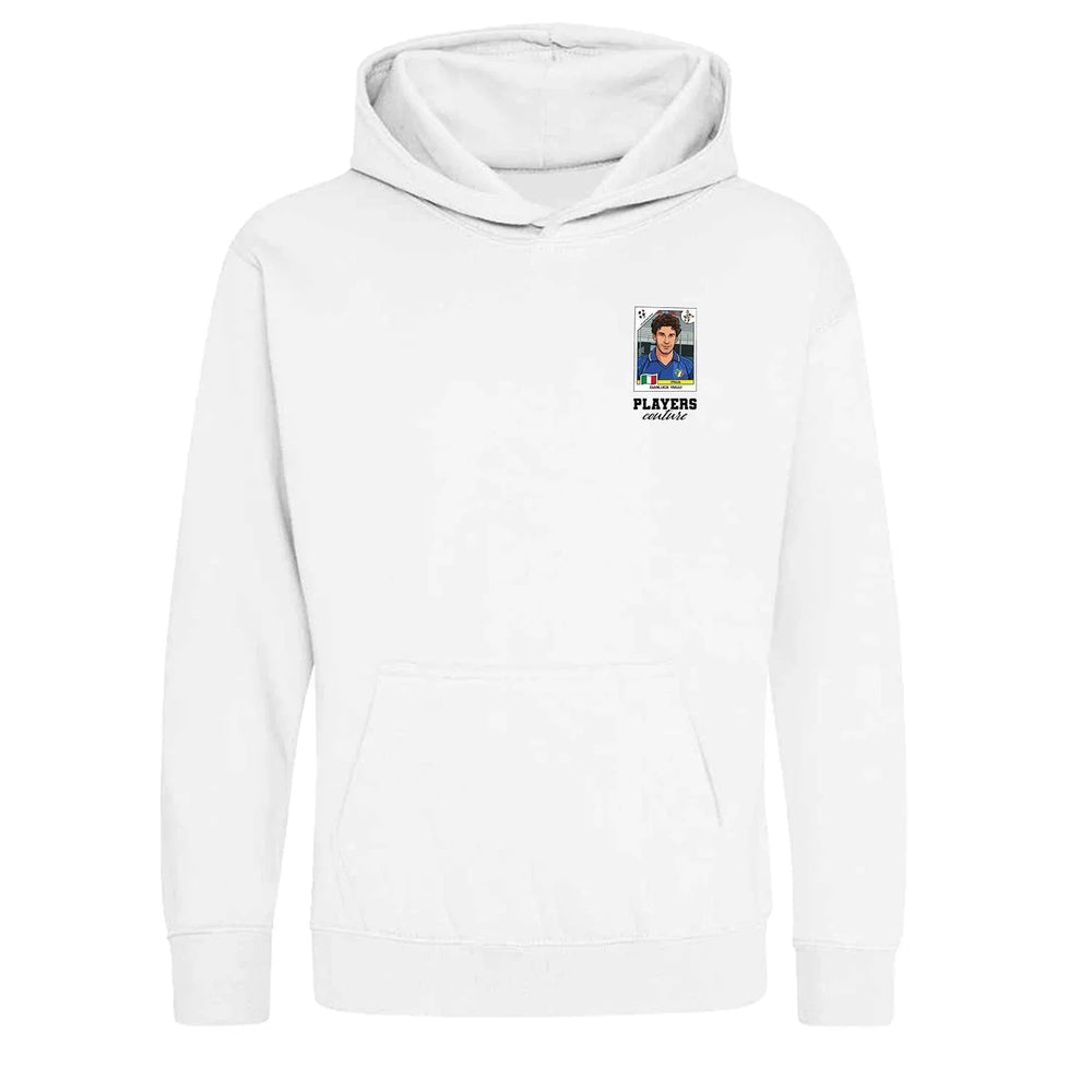 Gianluca Vialli World Cup Sticker Kids Hoodie – gianluca vialli sticker kids white hoodie Players Couture design
