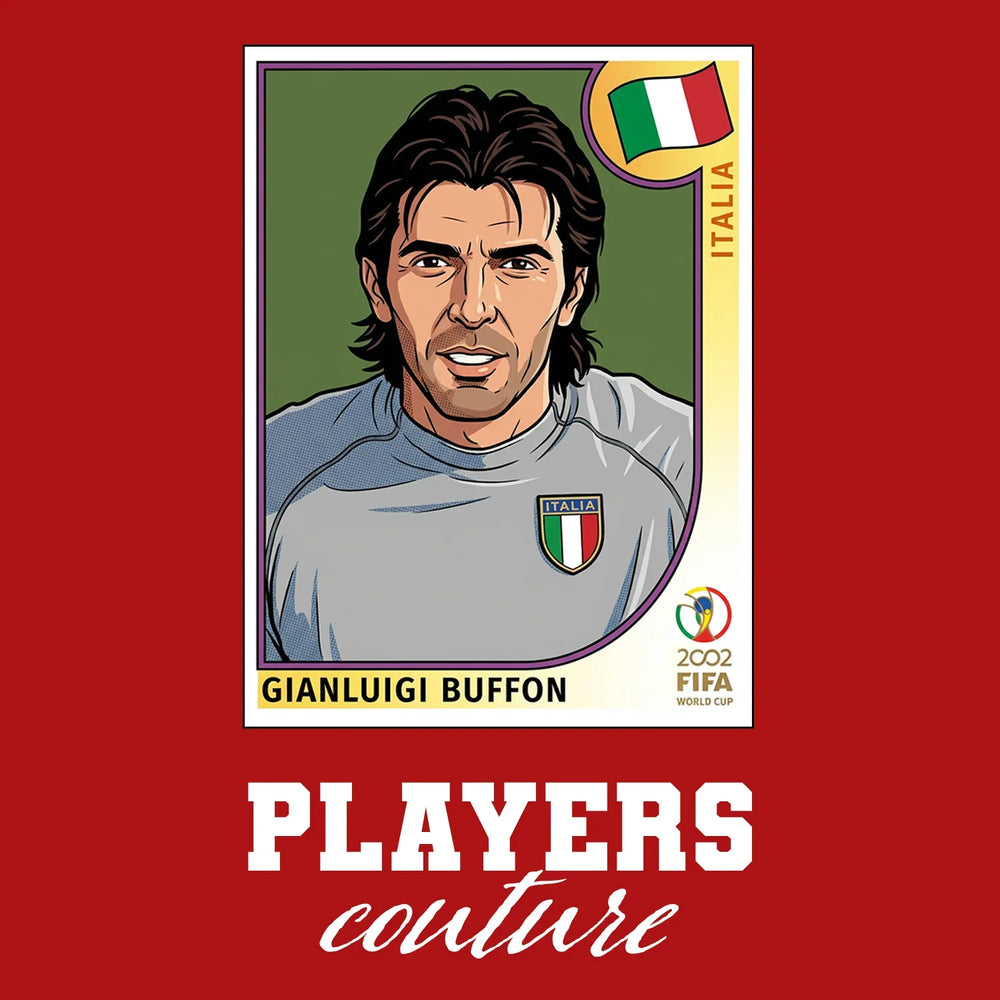 Gianluigi Buffon World Cup Sticker Men's T-Shirt – red close-up detail shot of the Gianluigi Buffon World Cup Players