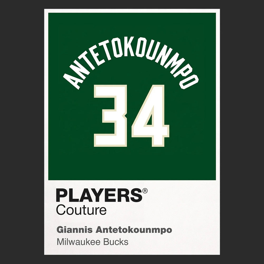Giannis Antetokounmpo 34 Jersey Frame Men's T-Shirt – black close-up detail shot of the Giannis Antetokounmpo 34 Players