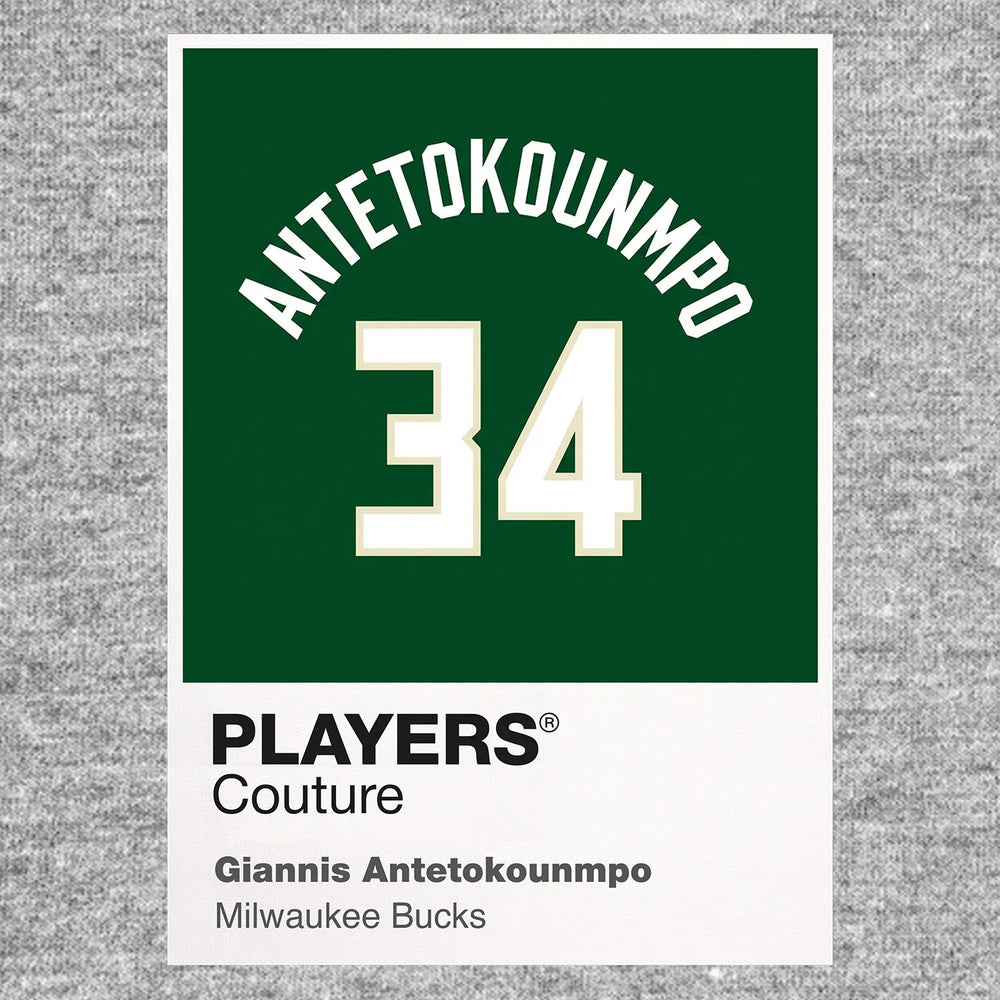 Giannis Antetokounmpo 34 Jersey Frame Men's T-Shirt – grey close-up detail shot of the Giannis Antetokounmpo 34 Players
