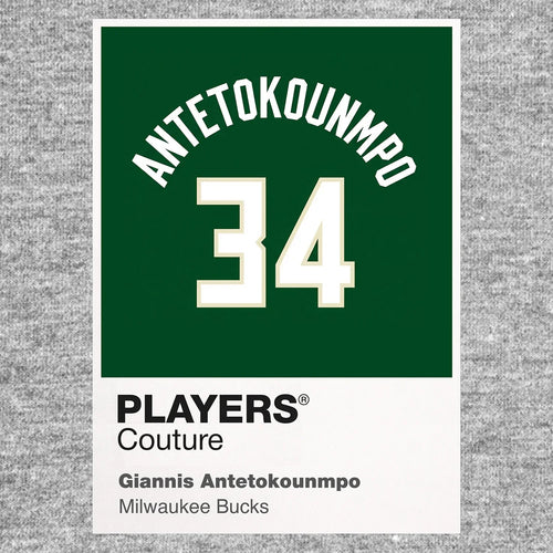 Giannis Antetokounmpo 34 Jersey Frame Men's T-Shirt – grey close-up detail shot of the Giannis Antetokounmpo 34 Players