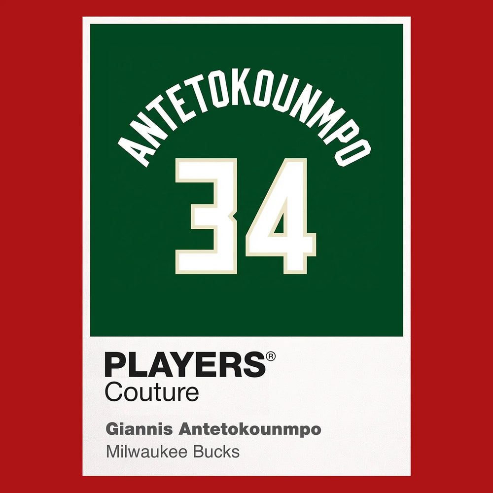 Giannis Antetokounmpo 34 Jersey Frame Men's T-Shirt – red close-up detail shot of the Giannis Antetokounmpo 34 Players