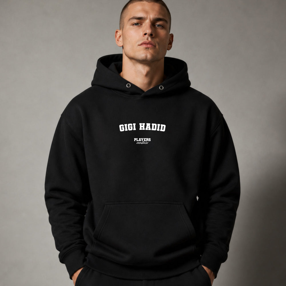 gigi-hadid name-print hoodie - black