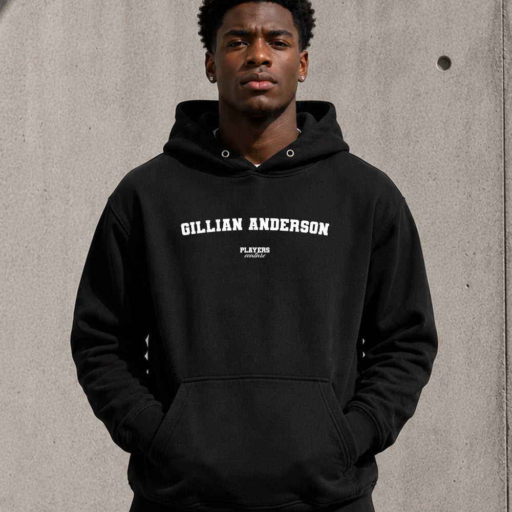 gillian-anderson name-print hoodie - black
