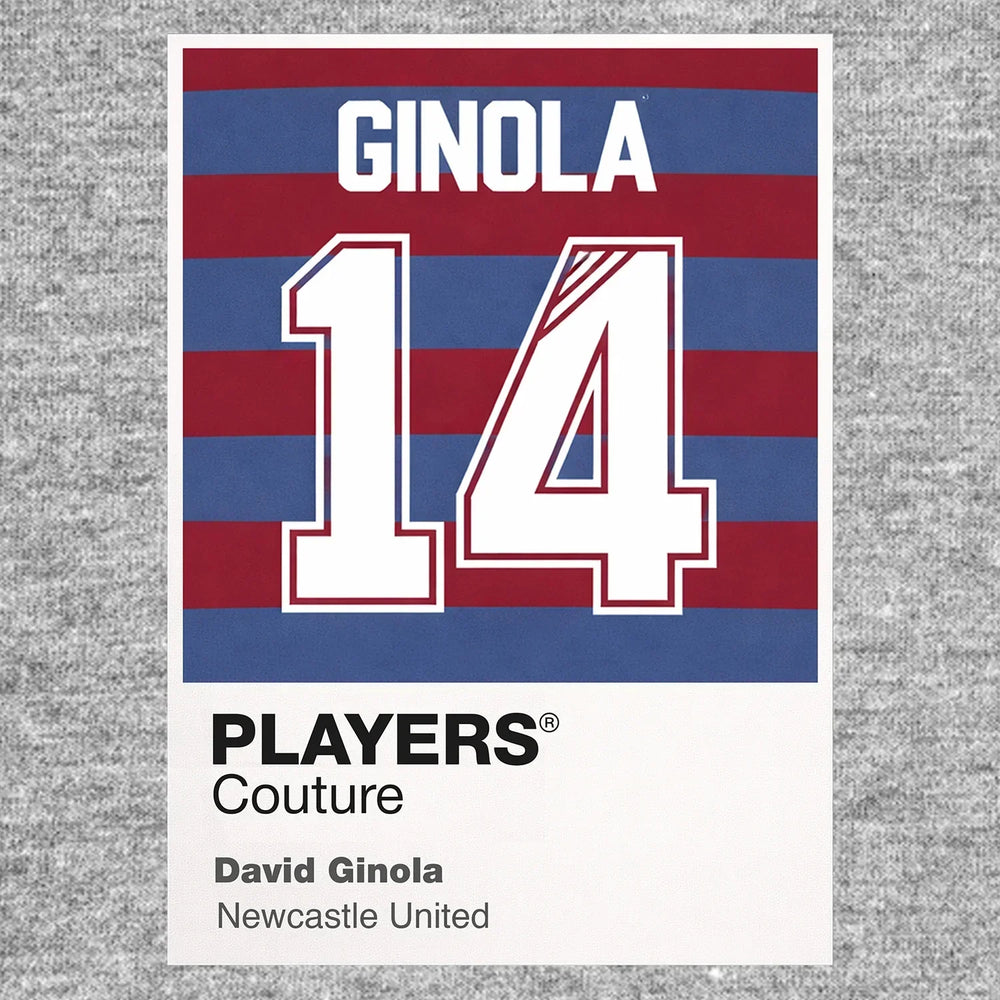 David Ginola 14 Football Shirt Frame Men's Hoodie – grey close-up detail shot of the David Ginola 14 Football Players
