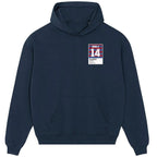 David Ginola 14 Football hoodie – navy men's hoodie featuring the David Ginola 14 Football Players Couture logo