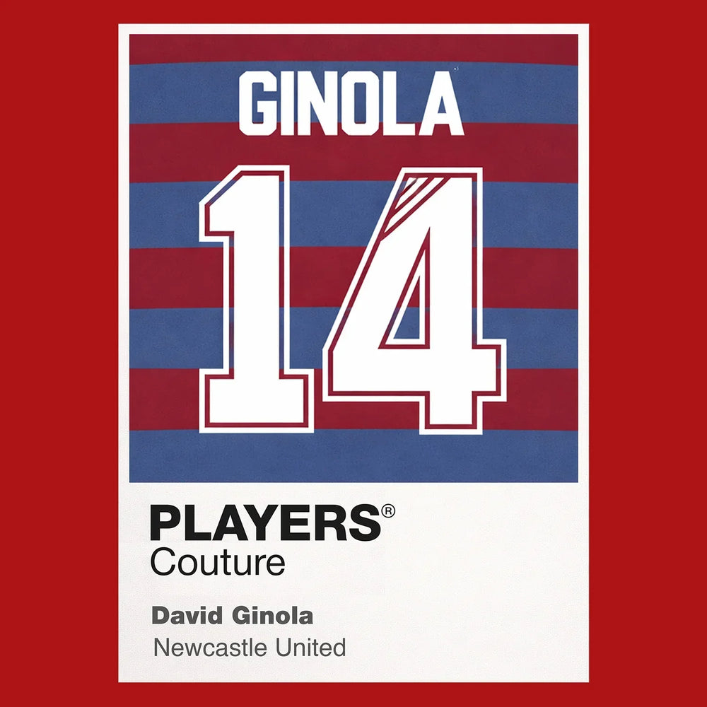 David Ginola 14 Football Shirt Frame Men's Hoodie – red close-up detail shot of the David Ginola 14 Football Players Couture