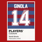 David Ginola 14 Football Shirt Frame Men's Hoodie – red close-up detail shot of the David Ginola 14 Football Players Couture