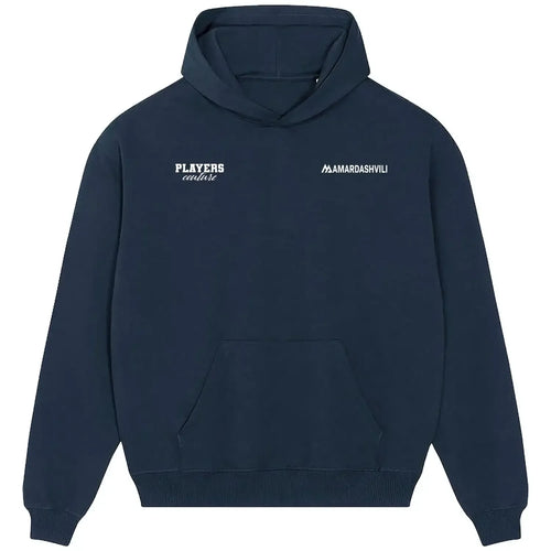 Giorgi Mamardashvili hoodie – navy men's hoodie featuring the Giorgi Mamardashvili Players Couture logo