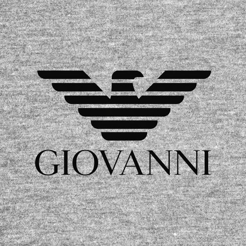Giovanni Logo Men's T-Shirt – grey close-up detail shot of the Giovanni Players Couture logo design