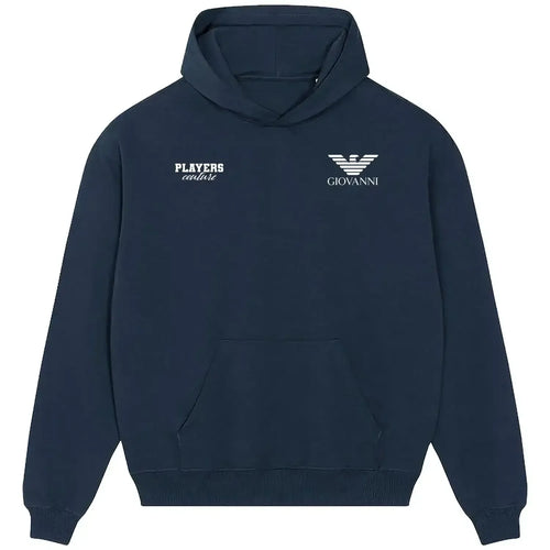 Giovanni hoodie – navy men's hoodie featuring the Giovanni Players Couture logo
