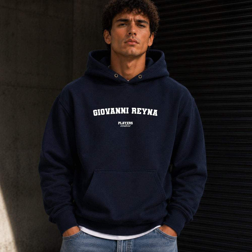 giovanni-reyna name-print hoodie - navy