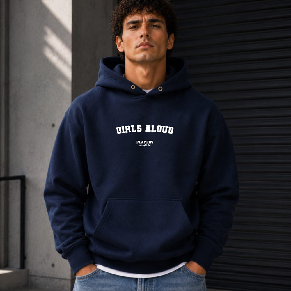 girls-aloud name-print hoodie - navy