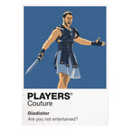 Gladiator Maximus in Roman armour standing alone on the sand of the Colosseum Icon Frame artwork on white