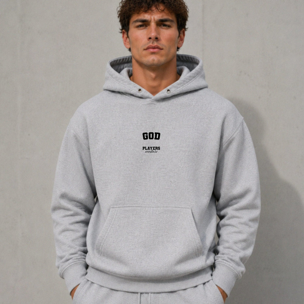 god name-print hoodie - grey