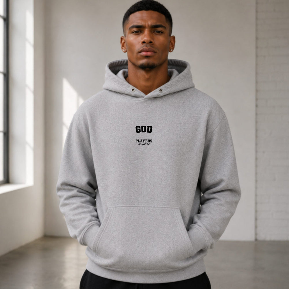 god name-print hoodie - grey