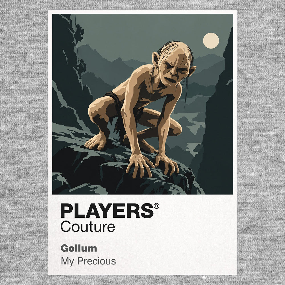 Gollum Gollum crouched over the One Ring as Sméagol and his darker self compete for control Icon Frame artwork in grey