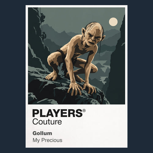 Gollum Gollum crouched over the One Ring as Sméagol and his darker self compete for control Icon Frame artwork in navy