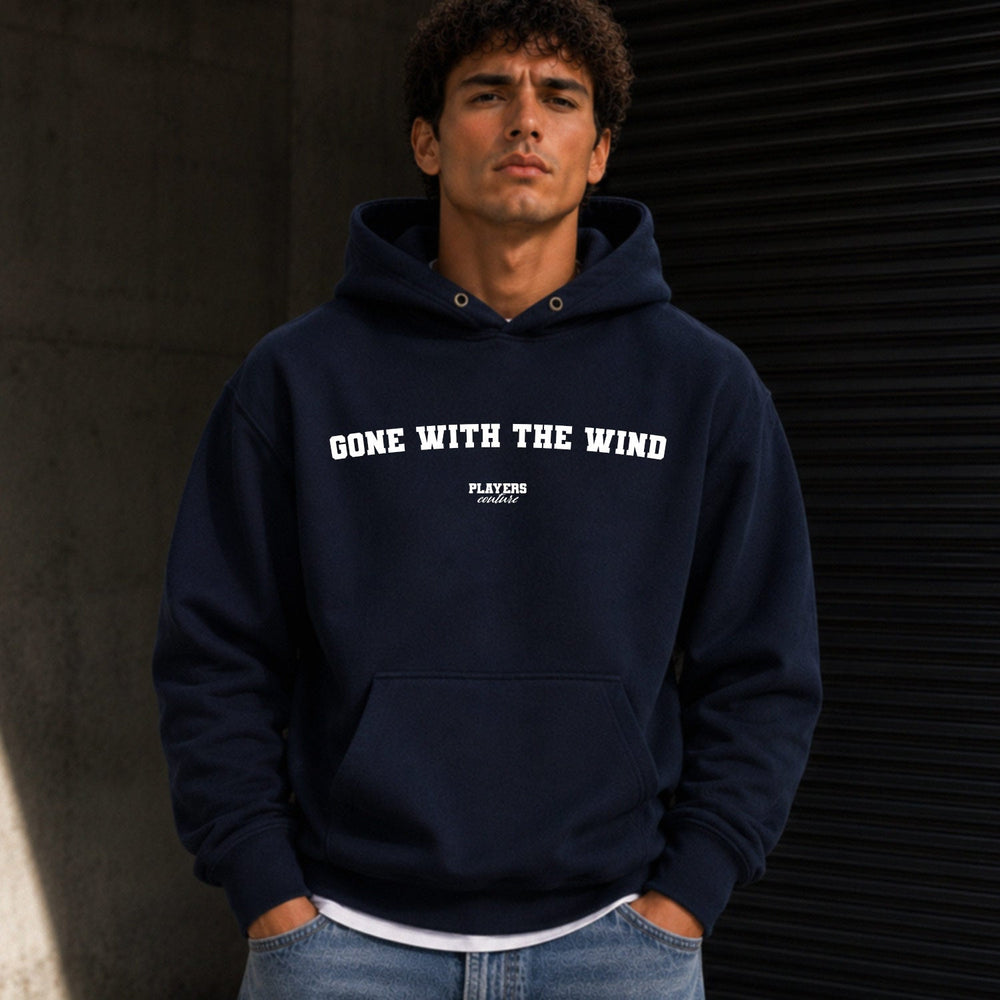 gone-with-the-wind name-print hoodie - navy