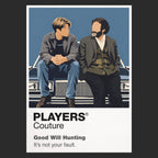 Good Will Hunting Will and Sean seated in honest conversation against the autumn colours of Boston Icon Frame artwork in black