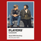 Good Will Hunting Will and Sean seated in honest conversation against the autumn colours of Boston Icon Frame artwork in red