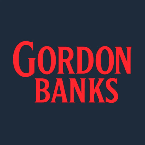 Gordon Banks Logo Men's T-Shirt – navy close-up detail shot of the Gordon Banks Players Couture logo design