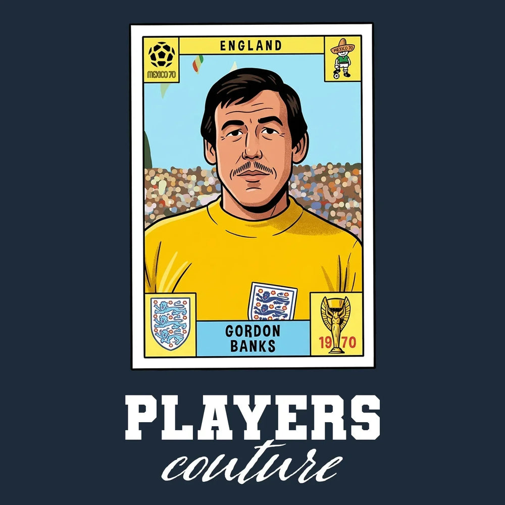 Gordon Banks World Cup Sticker Kids T-Shirt – gordon banks navy Players Couture design