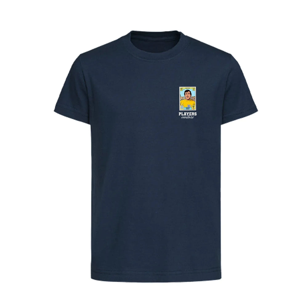 Gordon Banks World Cup Sticker Kids T-Shirt – gordon banks sticker kids navy tshirt Players Couture design