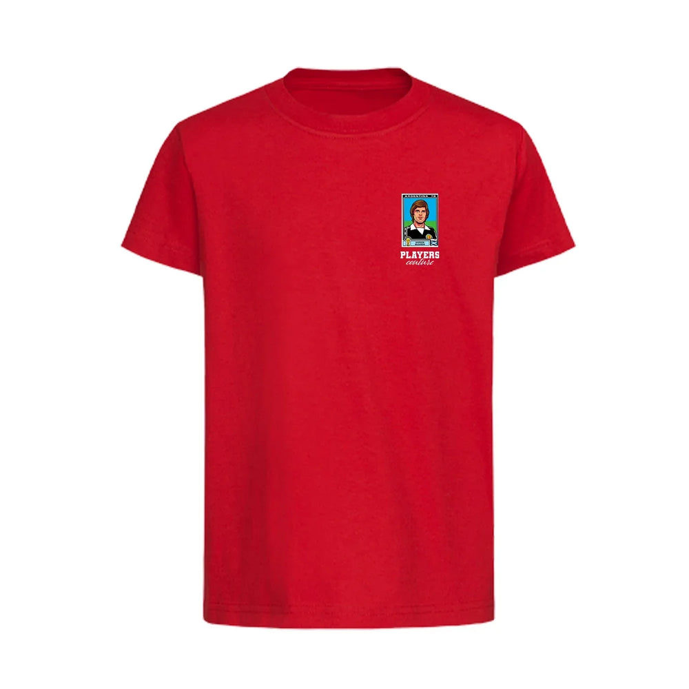 Gordon McQueen World Cup Sticker Kids T-Shirt – gordon mcqueen sticker kids red tshirt Players Couture design