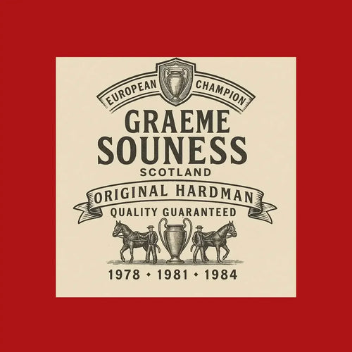 Graeme Souness Logo Men's T-Shirt – red close-up detail shot of the Graeme Souness Players Couture logo design