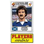 Graeme Souness World Cup Sticker Men's T-Shirt – close-up detail shot of the Graeme Souness World Cup Players Couture logo