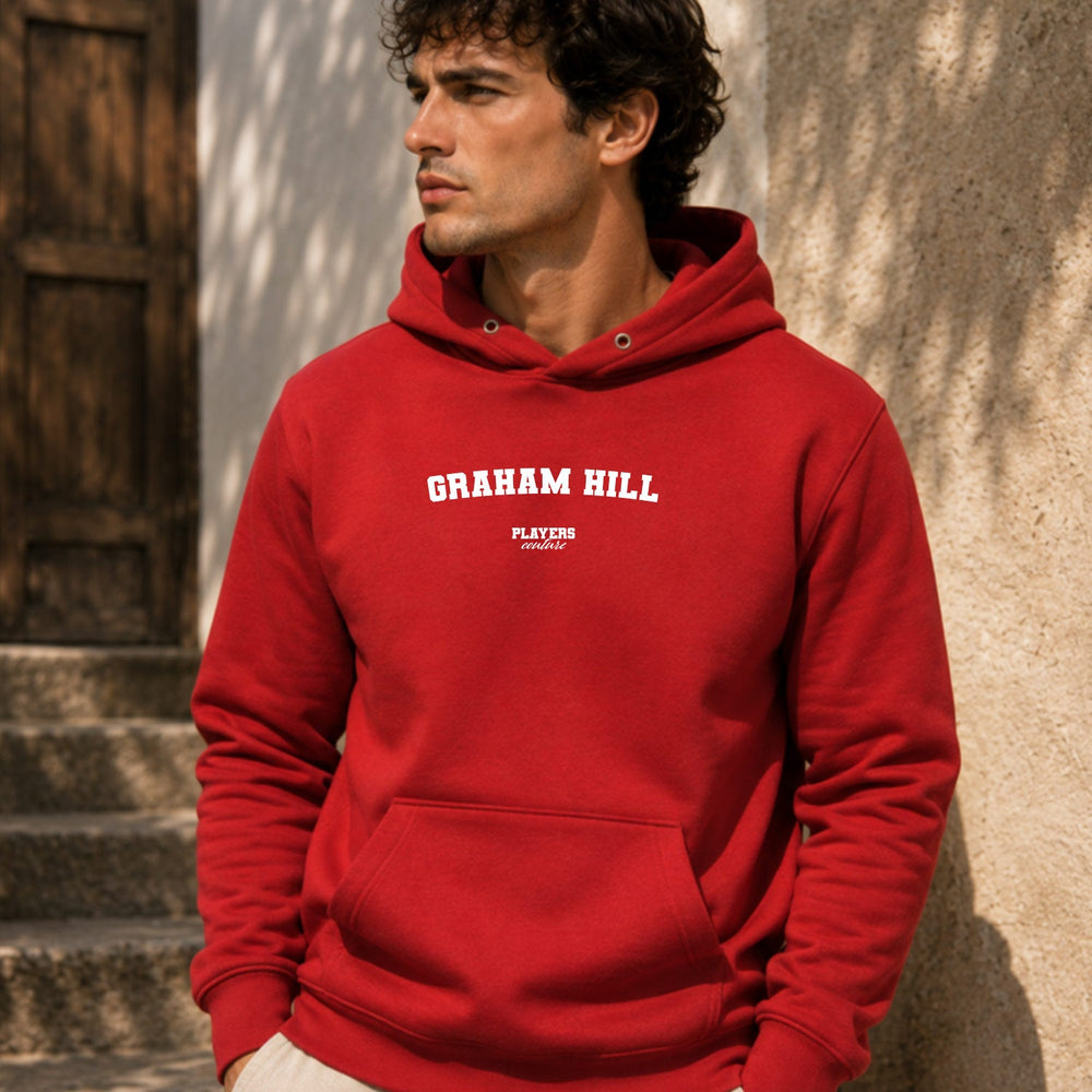 graham-hill name-print hoodie - red