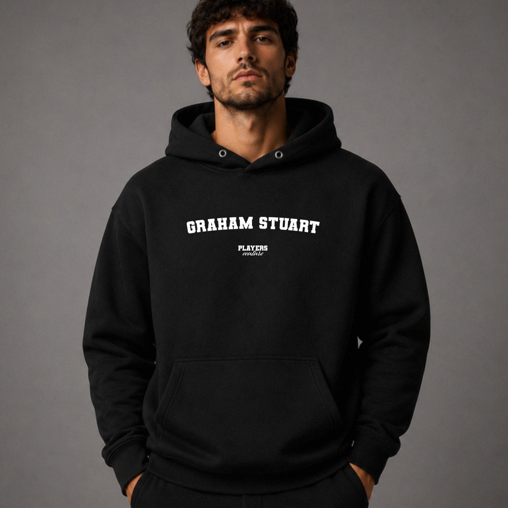 graham-stuart name-print hoodie - black